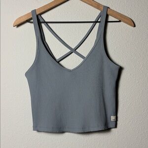 Vuori Rib Crop Tank Top Flint Gray VW189
